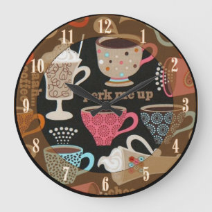 Coffee Cups Cafe Wall Clock