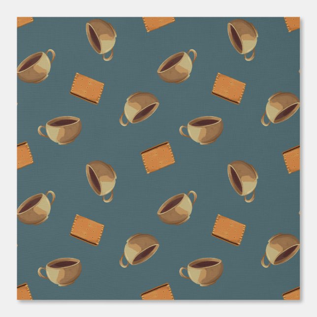 Coffee Cups & Chocolate Biscuits Cafeteria Kitchen Wallpaper (Front)