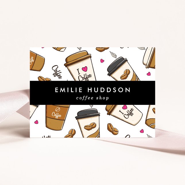 Coffee Cups, Coffee Beans, Barista, Coffee Shop Business Card (Creator Uploaded)