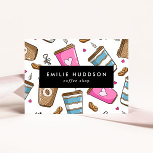 Coffee Cups, Coffee Beans, Barista, Coffee Shop Business Card