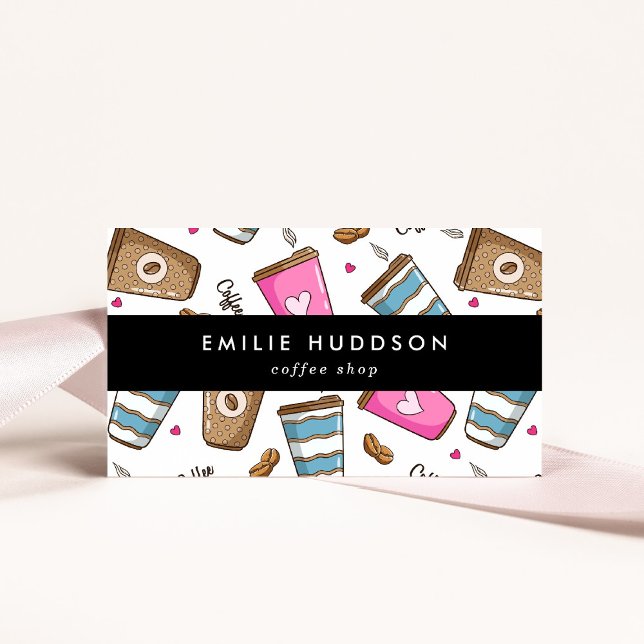 Coffee Cups, Coffee Beans, Barista, Coffee Shop Business Card (Creator Uploaded)