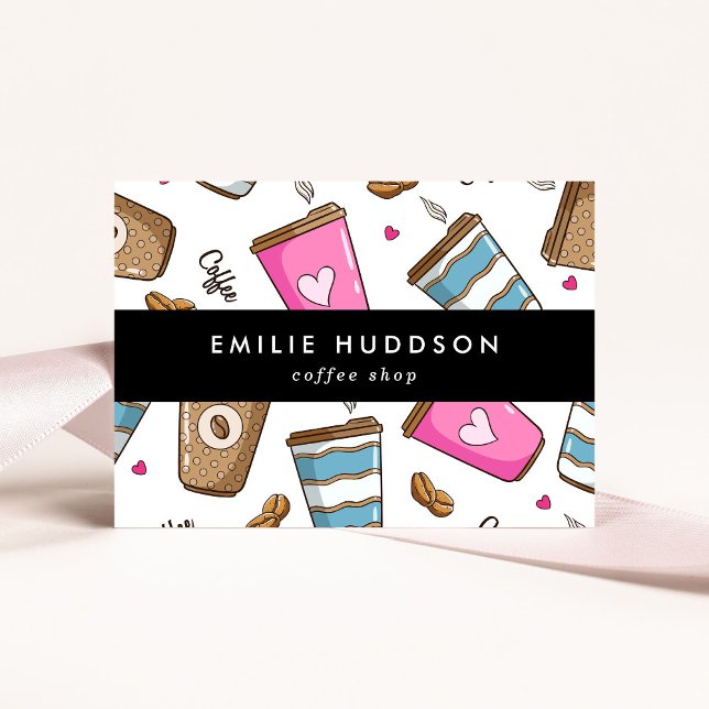 Coffee Cups, Coffee Beans, Barista, Coffee Shop Business Card (Creator Uploaded)