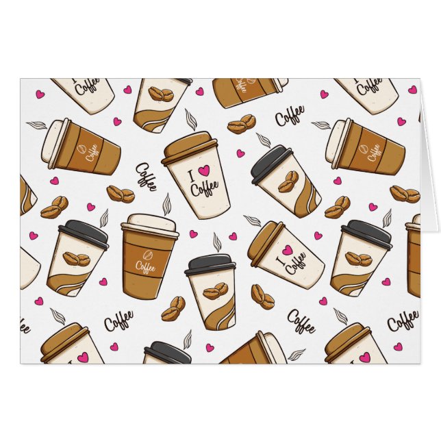 Coffee Cups, Coffee Beans, Coffee Lover, Hearts (Front Horizontal)