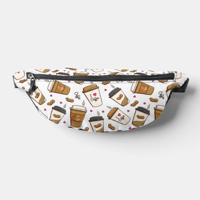 Coffee Cups, Coffee Beans, Coffee Lover, Hearts Bum Bags (Lay Down)