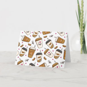 Coffee Cups, Coffee Beans, Coffee Lover, Hearts Card