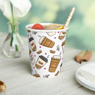 Coffee Cups, Coffee Beans, Coffee Lover, Hearts Paper Cups