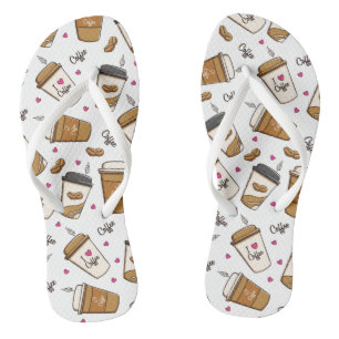 Coffee Cups, Coffee Beans, Coffee Lover, Hearts Thongs