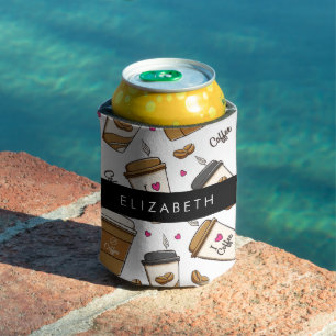 Coffee Cups, Coffee Beans, Coffee Lover, Your Name Can Cooler