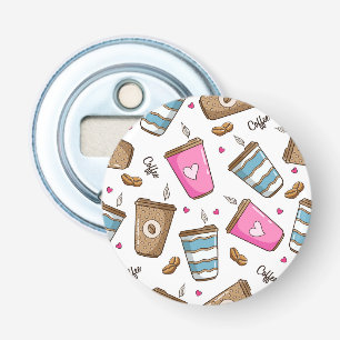 Coffee Cups, Coffee Beans, Hearts, Coffee Lover Bottle Opener