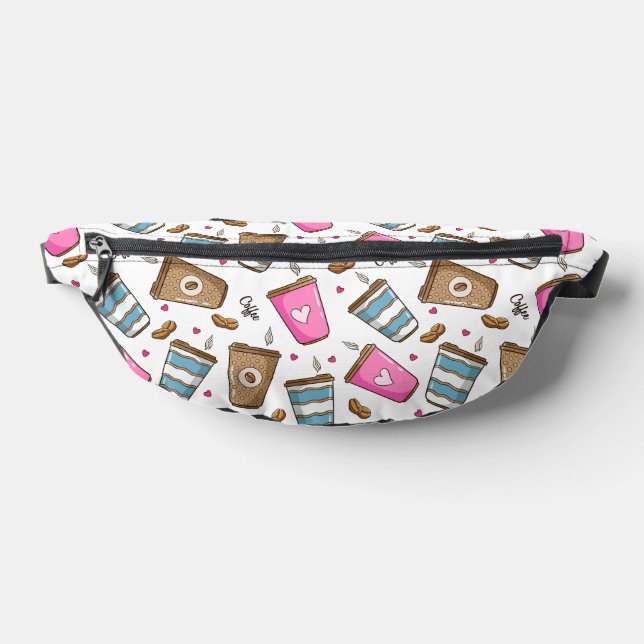 Coffee Cups, Coffee Beans, Hearts, Coffee Lover Bum Bags (Lay Down)
