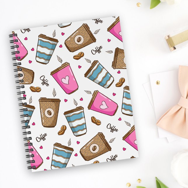 Coffee Cups, Coffee Beans, Hearts, Coffee Lover Notebook (Creator Uploaded)