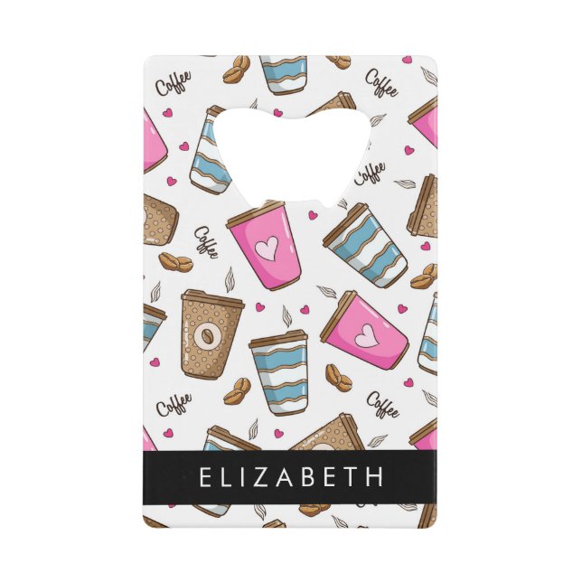 Coffee Cups, Coffee Beans, Hearts, Your Name (Front)
