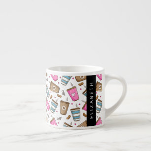 Coffee Cups, Coffee Beans, Hearts, Your Name Espresso Cup