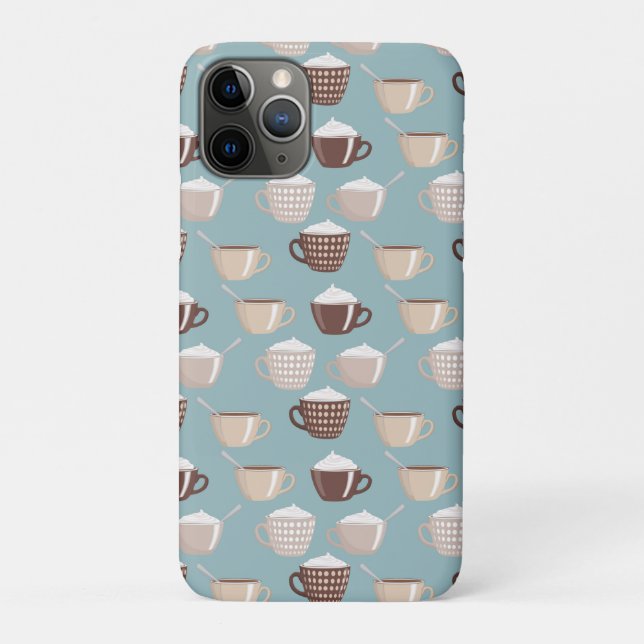 Coffee Cups Cream Caffeine Lover Pastel Blue Brown Case-Mate iPhone Case (Back)