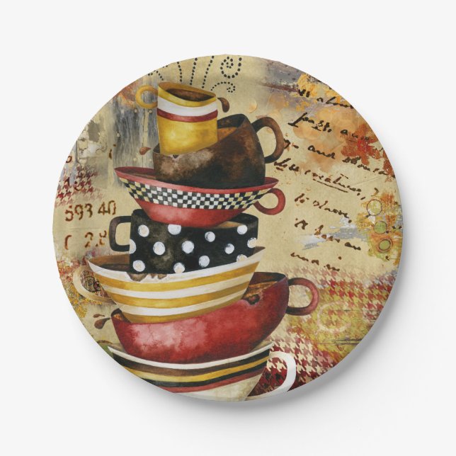 Coffee Cups Divine Paper Plates (Front)