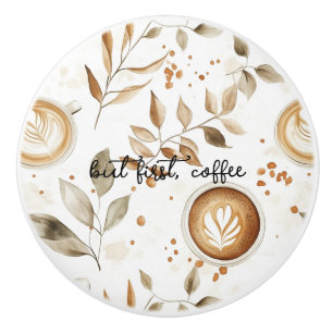 Coffee Cups Leaves Ceramic Knob