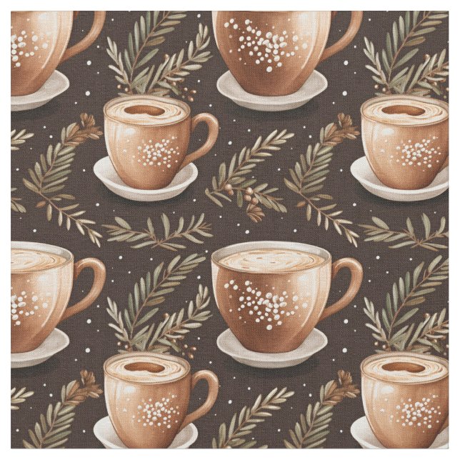 Coffee Cups on Dark Brown Fabric (Close Up)