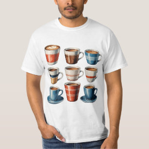 Coffee Cups Pattern – Seamless Cosy Cafe Design T-Shirt