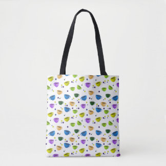 COFFEE CUPS & POLKA DOTS TOTE BAG