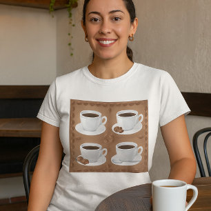 Coffee Cups with Beans and Chocolate T-Shirt