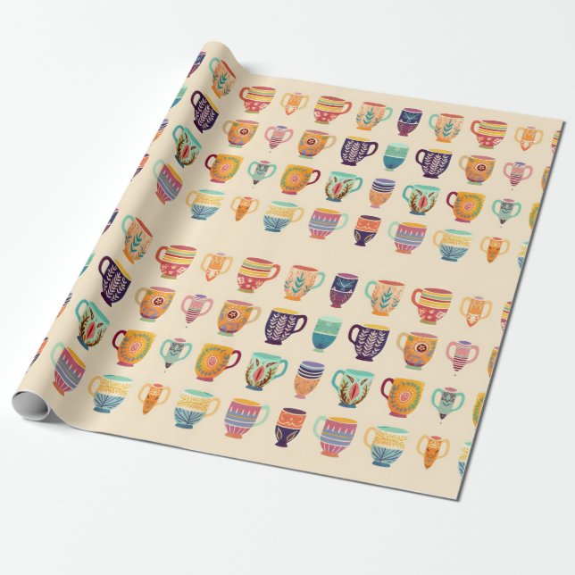 Coffee Cups Wrapping Paper (Unrolled)