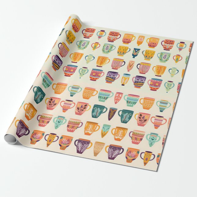 Coffee Cups Wrapping Paper (Unrolled)