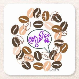 COFFEE & CUSSIN' by Jeff Willis Art Square Paper Coaster