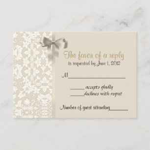 Coffee Damask RSVP Cards