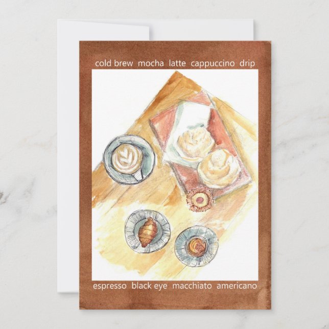 Coffee Date Invitation Pastry Sweets Food (Front)