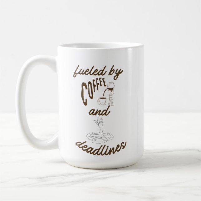 Coffee & Deadlines Cute Office Humour Mug (Left)