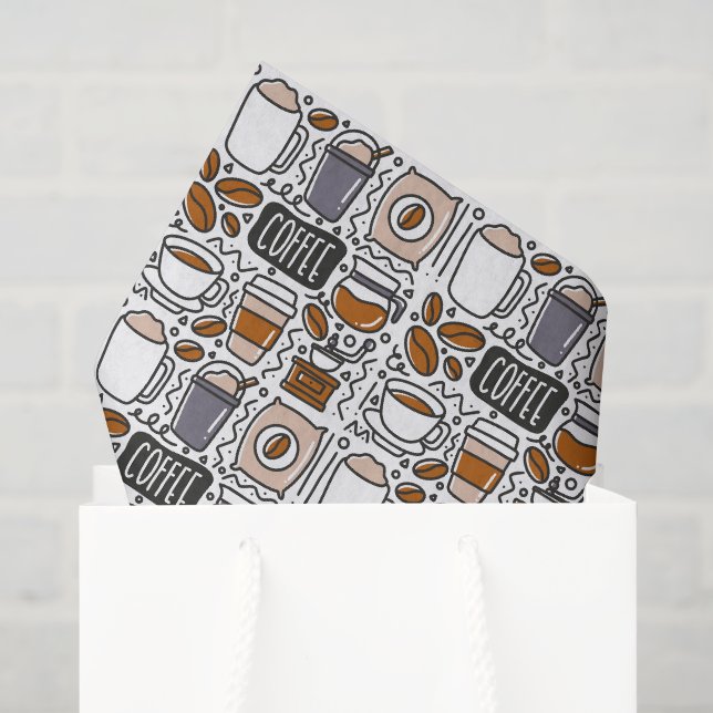 Coffee Decoupage Tissue Paper, Cafe Latte Espresso Paper (Gift Bag)