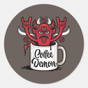 Coffee Demon Classic Round Sticker
