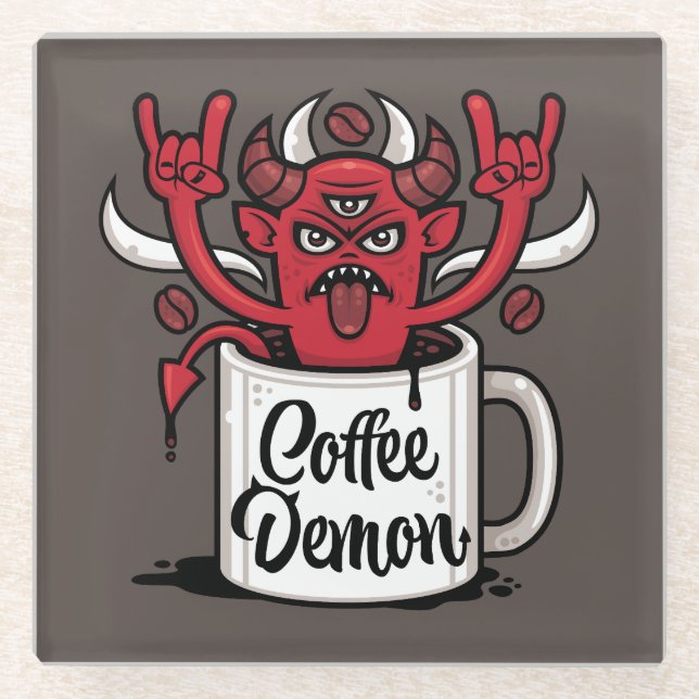 Coffee Demon Glass Coaster (Front)