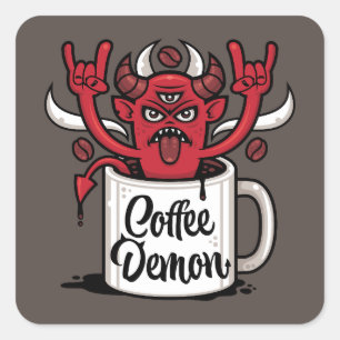 Coffee Demon Square Sticker