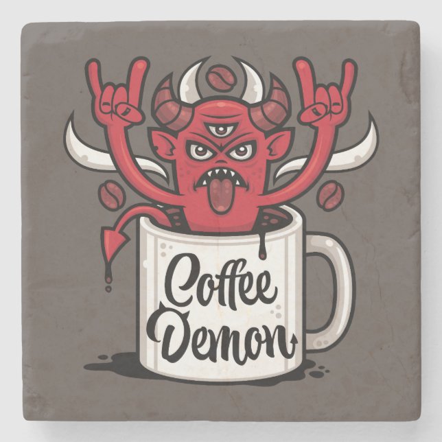 Coffee Demon Stone Coaster (Front)
