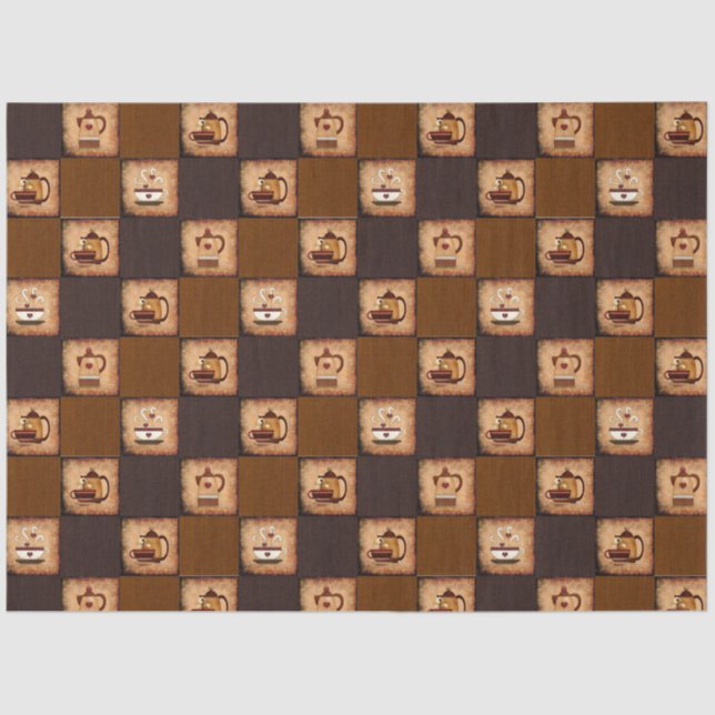 Coffee Design Rustic Decoupage Pattern Tissue Paper (Front)