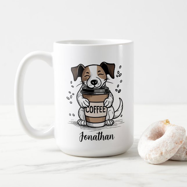 Coffee Dog Personalised Mug (With Donut)
