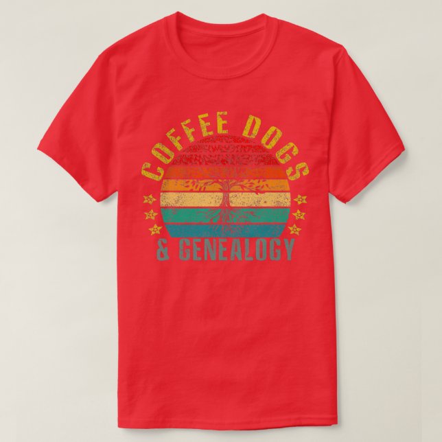 Coffee Dogs amp Genealogy Retro T-Shirt (Design Front)