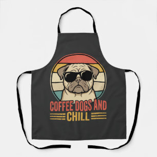 Coffee Dogs and Chill Retro Pug Apron