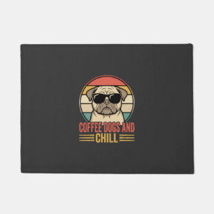 Coffee Dogs and Chill Retro Pug Doormat