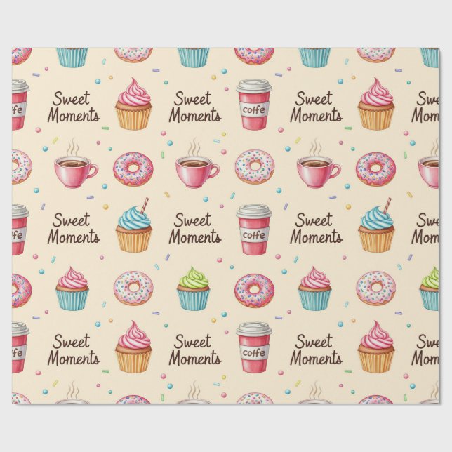  Coffee, doughnuts, and cupcakes by Natasha Us   Wrapping Paper (Flat)