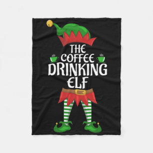 Coffee Drinking Elf Family Matching Group Christma Fleece Blanket
