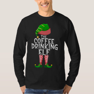 Coffee Drinking Elf Matching Family Christmas Paja T-Shirt