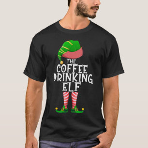 Coffee Drinking Elf Matching Family Christmas Paja T-Shirt