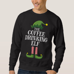 Coffee Drinking Elf Matching Family Christmas Part Sweatshirt