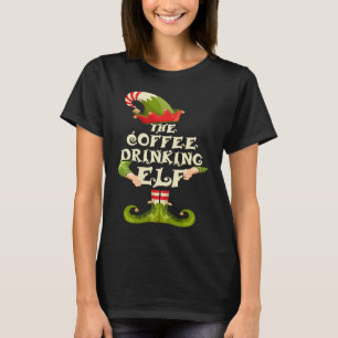Coffee Drinking Elf Matching Family Group Christma T-Shirt