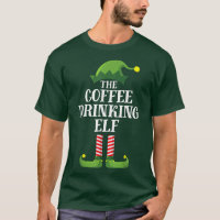 Coffee Drinking Elf Matching Family Group Christma