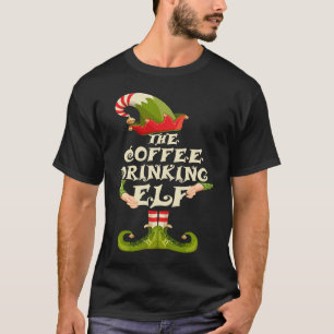 Coffee Drinking Elf Matching Family Group Christma T-Shirt