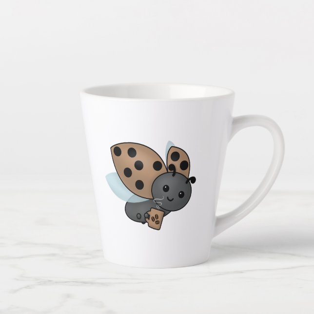 Coffee Drinking Ladybug Giant Latte Mug (Right)