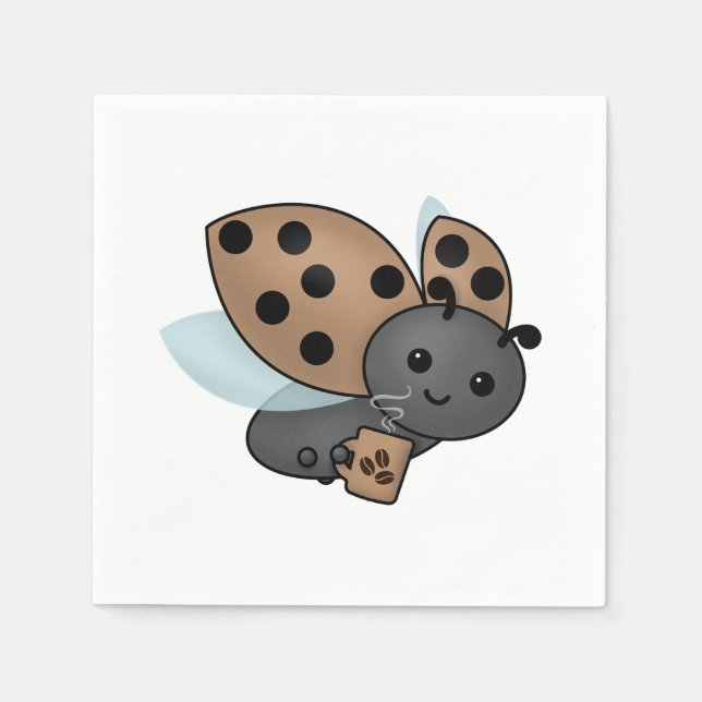 Coffee Drinking Ladybug Napkins (Front)